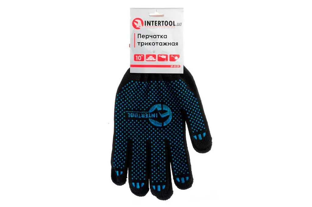 Рукавички захисні Intertool 70/30 з точкою 55г чорні 10" (в упаковці 12 шт.) - фото 2