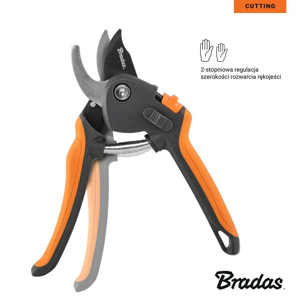 Секатор Bradas з регульованою ручкою, прохідне лезо, сталь SK5, V-SERIES, KT-V1048 - фото 3