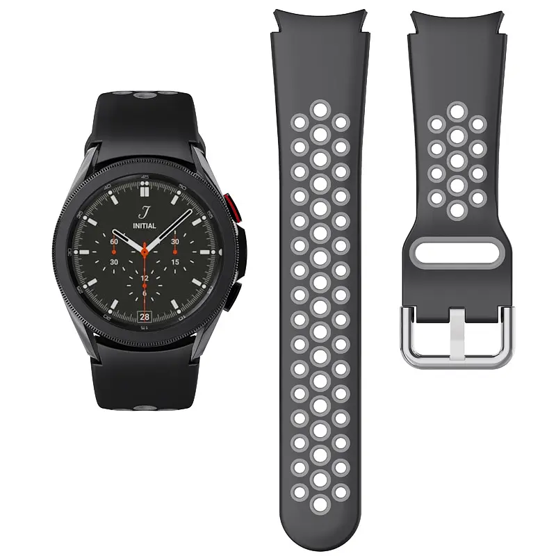 Ремінець для Samsung Galaxy Watch 4 Classic 42mm - чорно-сірий ширина кріплення 20мм силікон Watchbands Galaxy Uniq (W40-6WB12755810) - фото 5
