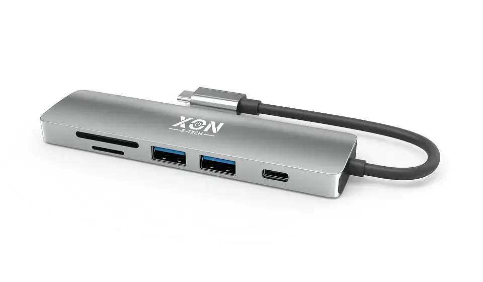 USB-хаб XON SmartHub 6 в 1 SD/TF + Type-C + USB3.0 + 2хUSB2.0 Сірий (UHCHP062322G 5139) - фото 2