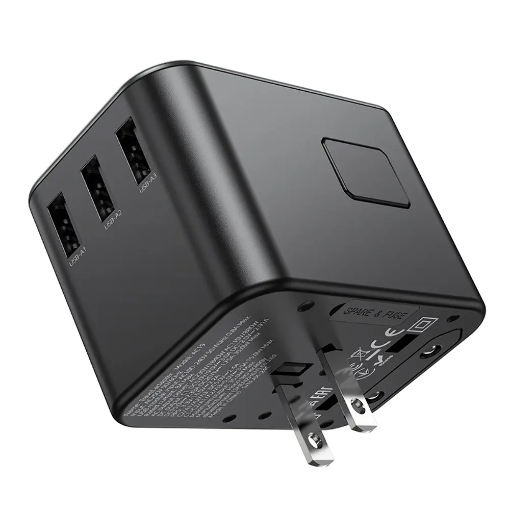 Мережевий зарядний пристрій Hoco AC19 3 USB/2 Type-C PD 35W чорний - фото 5