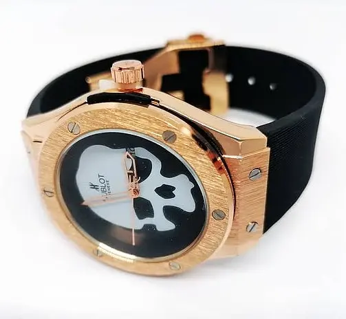 Чоловічий наручний годинник Hublot з черепом 45 мм Золотий (2104618465) - фото 5