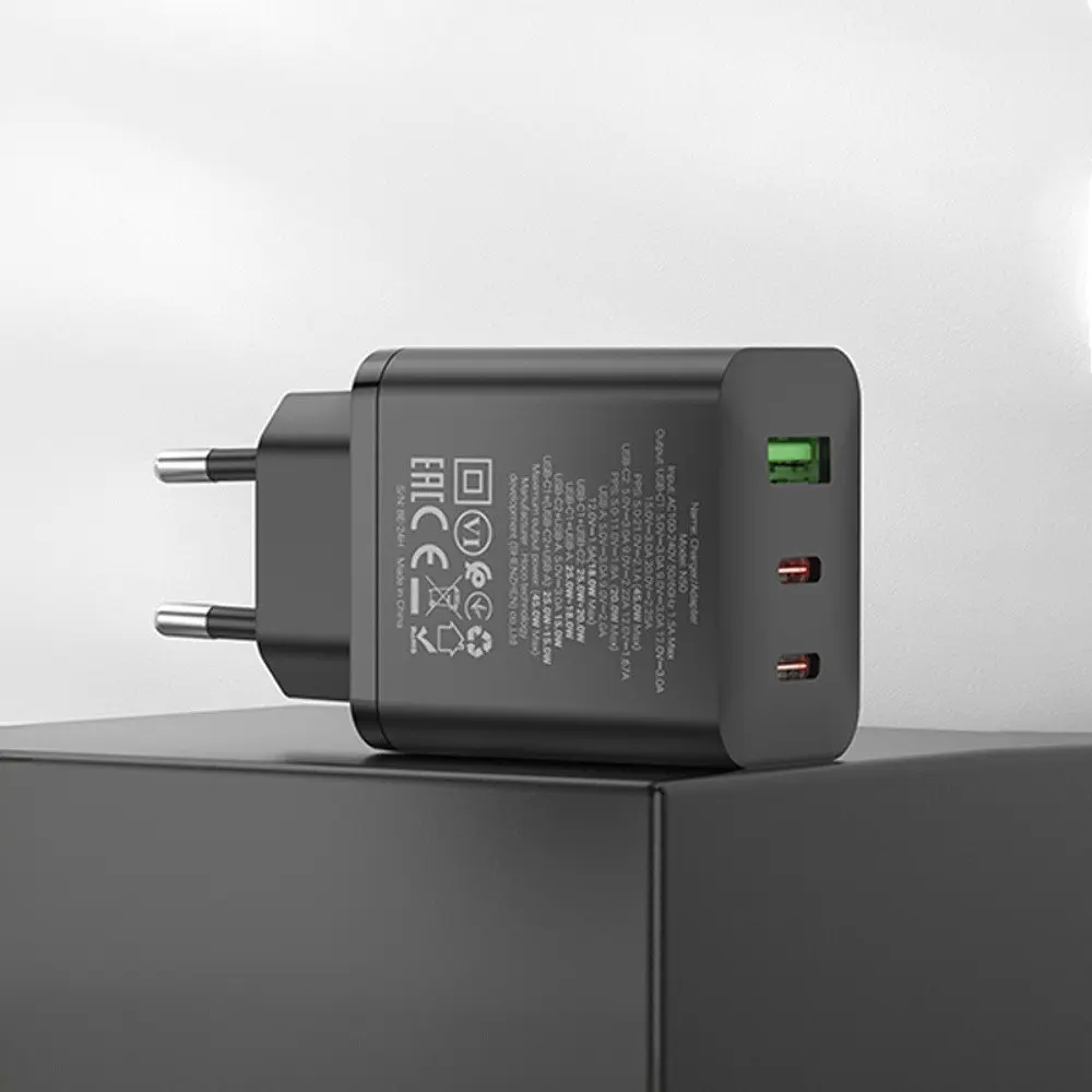 Мережевий зарядний пристрій Hoco N50 USB/2 Type-C PD 45W чорний - фото 6