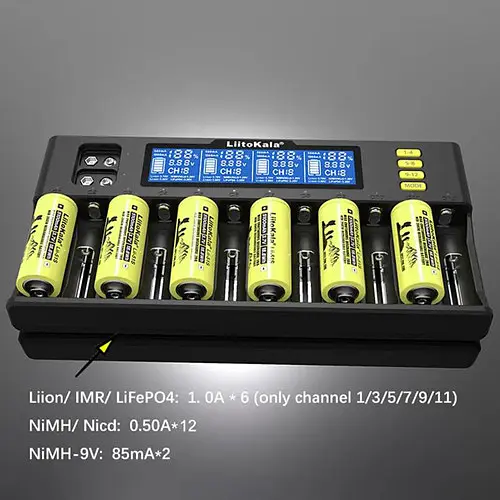 Зарядний пристрій LiitoKala Lii-S12 для акумуляторів АА, ААА, 18650, 21700, 26650 Li-ion, Ni-MH, Ni-Cd, LiFePO4, Крона 9В (19421) - фото 6