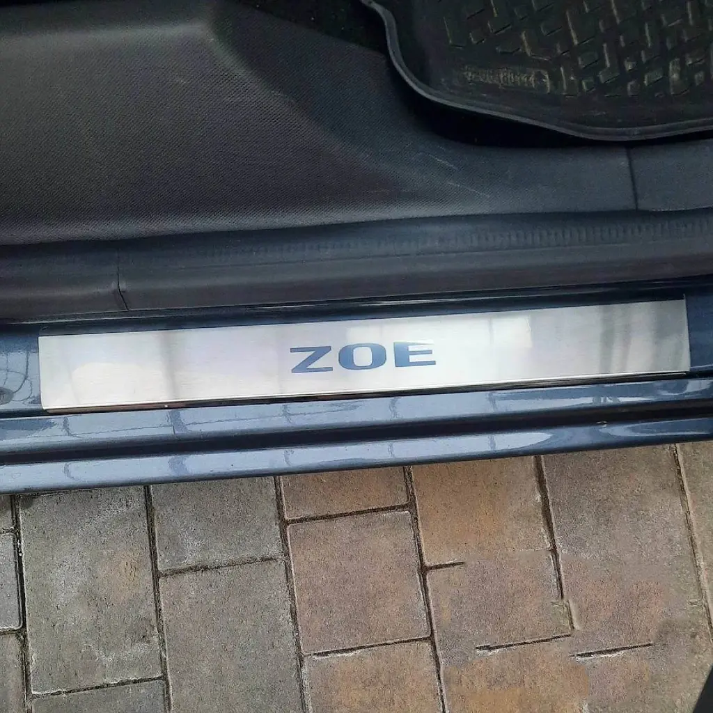 Накладки на пороги для Renault Zoe 2012-2024 Нержавіюча сталь із загином та Логотипом 4 шт (Premium P-RE39) - фото 2
