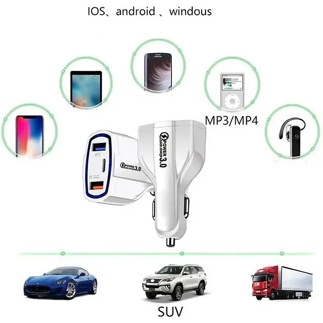 Автомобільний зарядний пристрій No Brand CWa 2USB Type-C PD35W QC 3.0 White (44050554) - фото 4