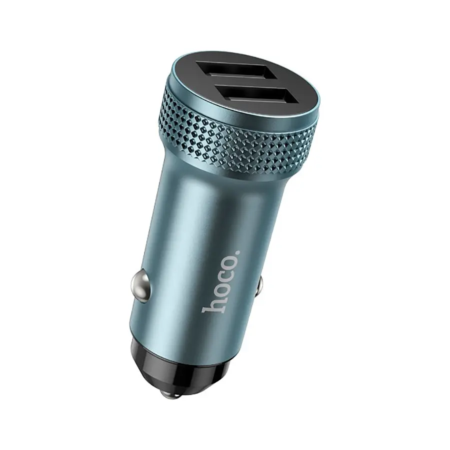 Автомобільний зарядний пристрій HOCO Z49 Level dual port car charger металево-сірий