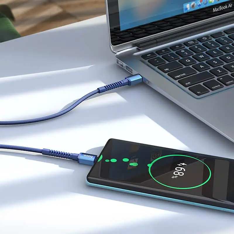 Кабель Hoco X71 Type-C to Type-C Especial 60W усиленное оплетение синий - фото 3