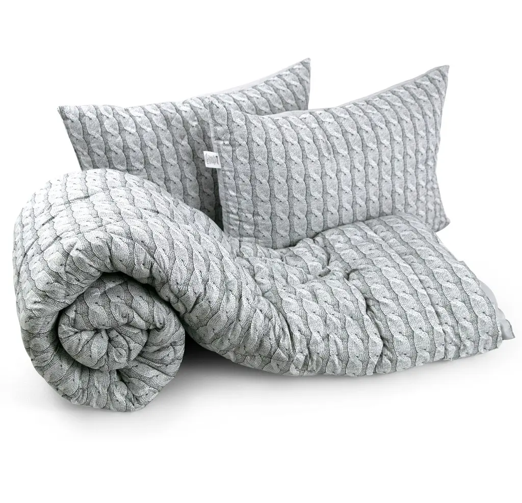 Набір Руно ковдра 172х205 + 2 подушки 50х70 силіконовий Grey Braid 172.52_Grey Braid