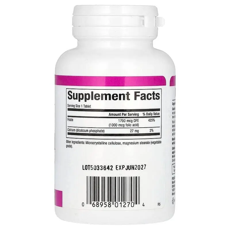 Вітаміни та мінерали Natural Factors Folic Acid 1000 mcg, 90 таблеток - фото 2