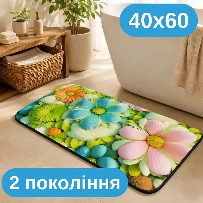 Килимок у ванну 40×60 см — вологопоглинальний із матеріалу другого покоління, абсорбувальний антиковзний KT9000335 - фото 2