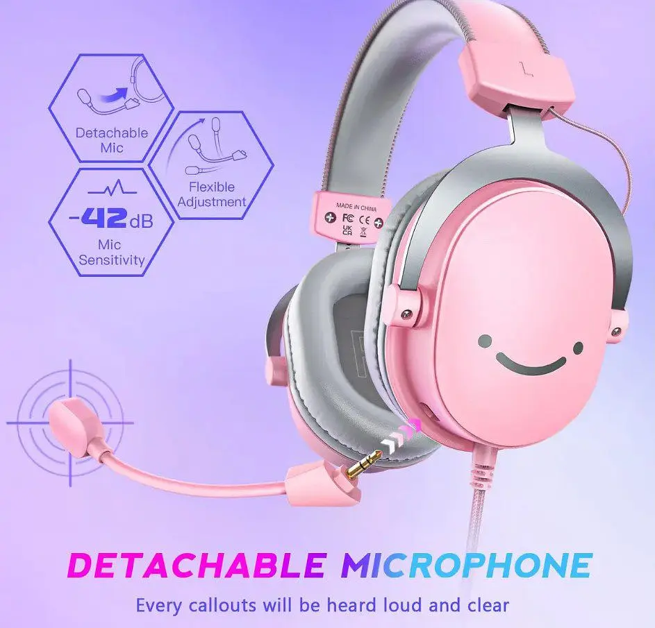 Ігрові навушники з мікрофоном Fifine H-9 USB 7.1 Pink - фото 6