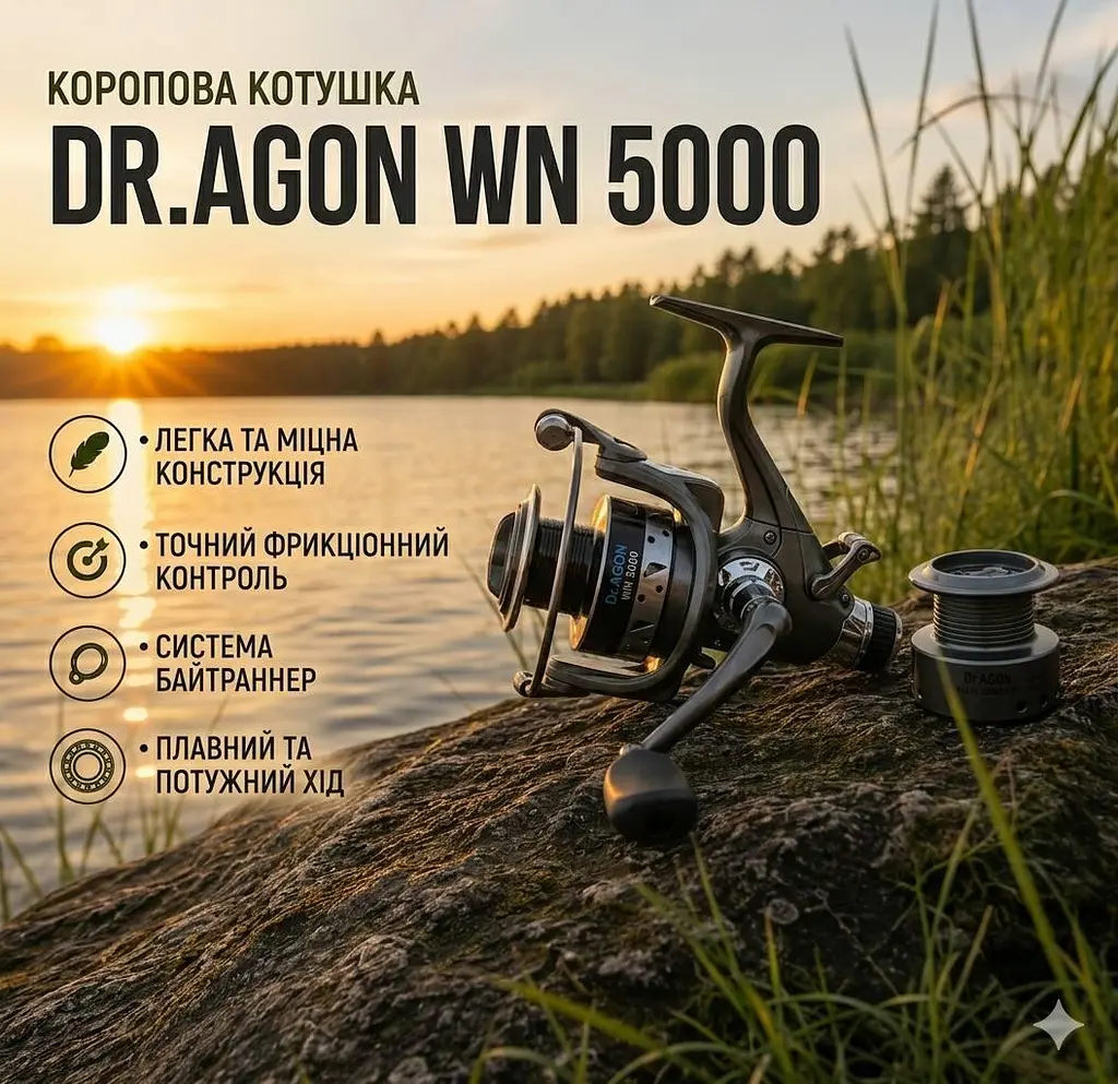 Коропова котушка Dr.AGON WN 5000 з байтранером (11+1bb) - фото 4