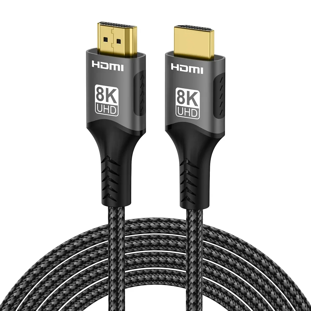 Кабель 8K HDMI 2.1, 5 метрів, Ultra High Speed 8K (48 Гбіт/с), в нейлоновому обплетенні, сірий