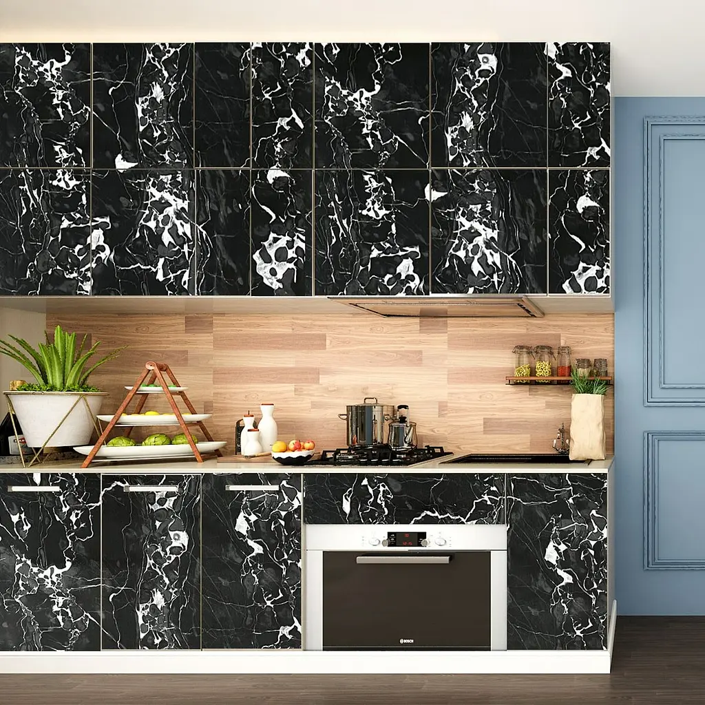 Самоклеюча плівка Sticker Wall SW-00001280 Чорний мармур з білим 0,45х10мх0,07мм - фото 5