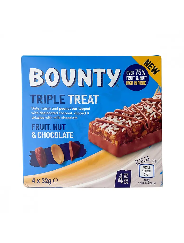 Шоколадні батончики Bounty Triple Treat 4х32 г