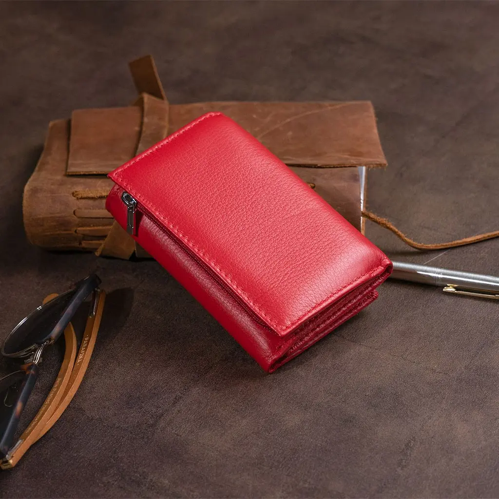 Горизонтальне портмоне зі шкіри жіноче на магніті ST Leather 19335 червоне - фото 2