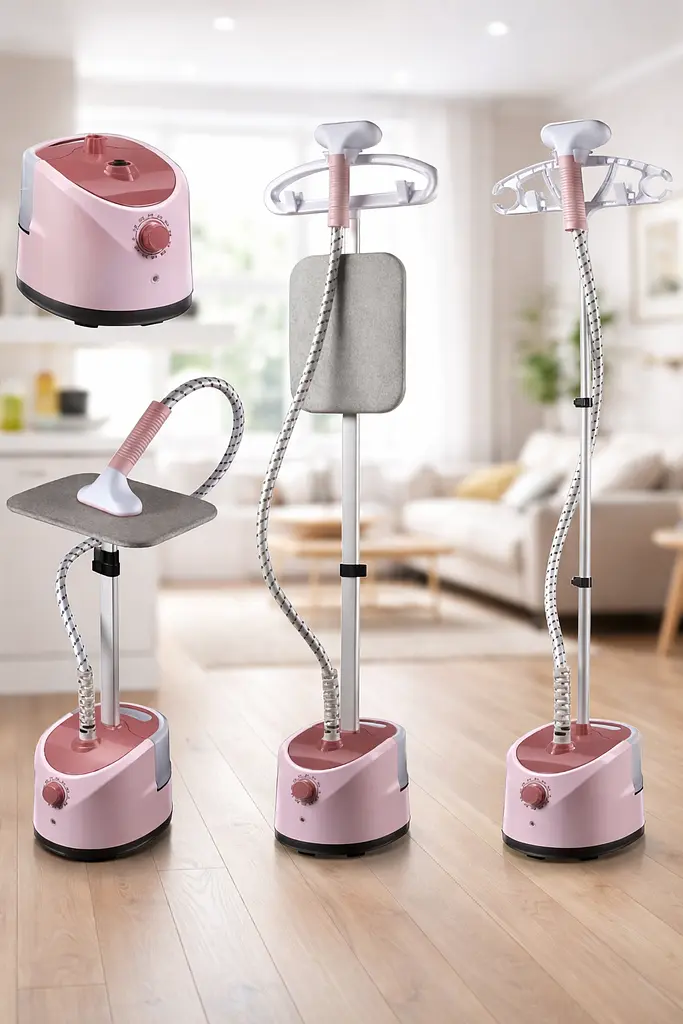 Вертикальний відпарювач для одягу з дошкою для прасування PINK з регульованою за висотою 1, 8 л, 1800 Вт - фото 2