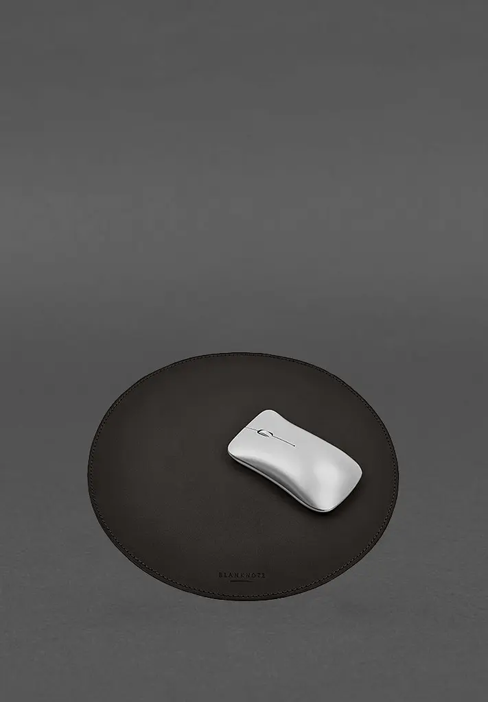 Круглый коврик для мышки из натуральной кожи темно-коричневый краст - фото 4