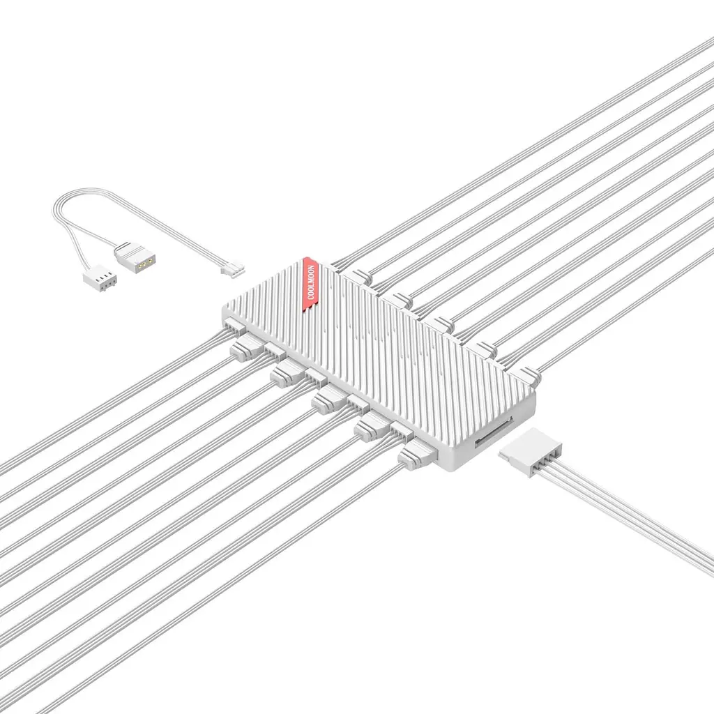 Розгалужувач живлення хаб Coolmoon ARGB/PWM AM10 White (AM10 WHITE) - фото 7