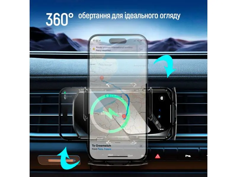 Автомобільний тримач для смартфона ColorWay FlameGrip Wireless Charger 15W Black (CW-CHAW070Q-BK) - фото 8