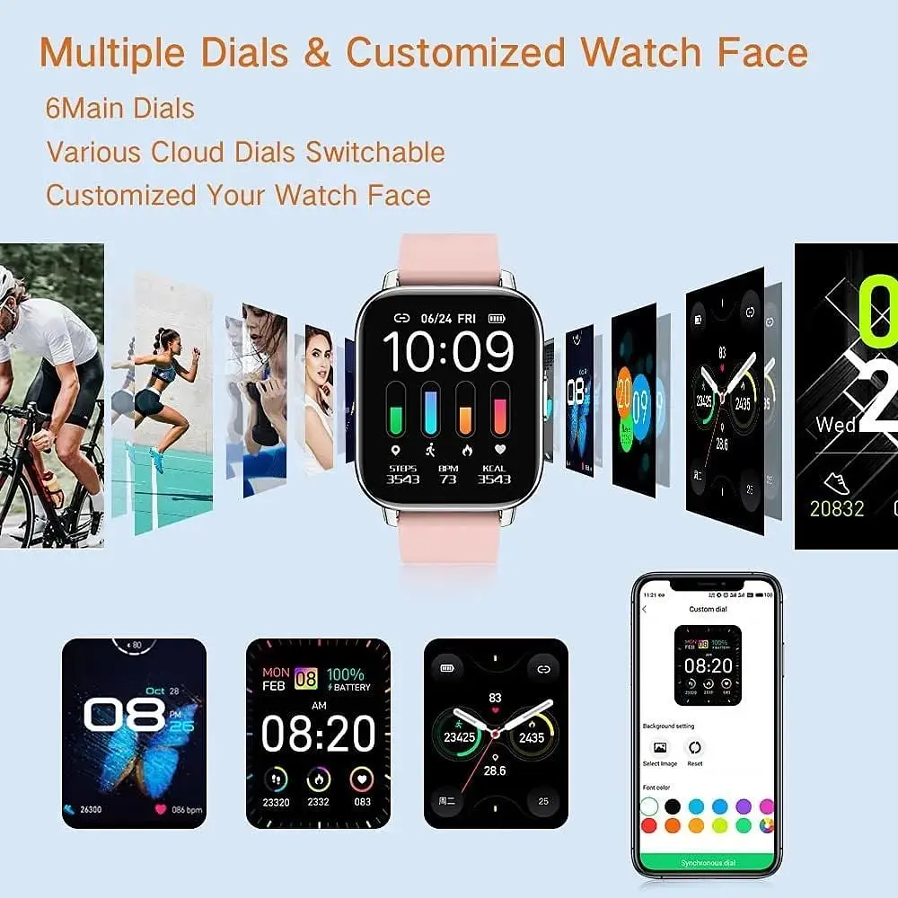 Розумний смарт-годинник Nerunsa Smart Watch Android iOS рожевий - фото 3