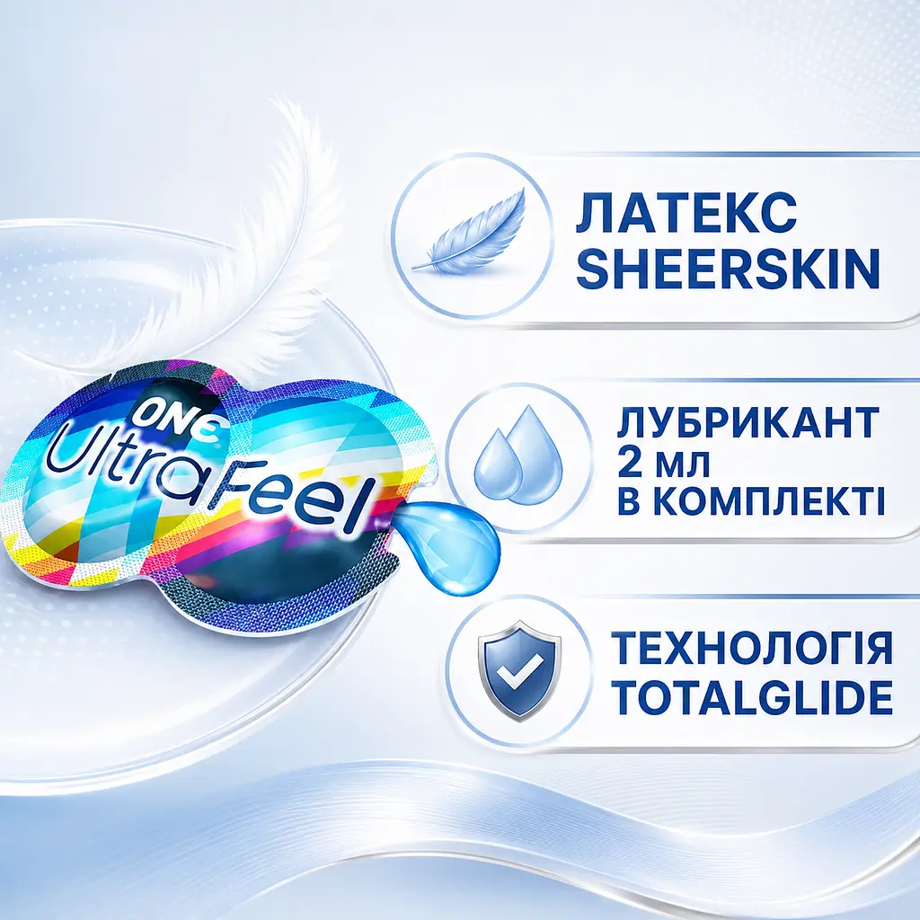 Презерватив ONE UltraFeel 2в1, суперчутливий набір презерватив + змазка, ультратонкий гладкий латексний презерватив із лубрикантом - фото 4