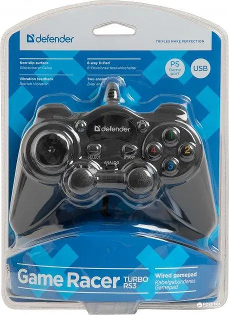 Геймпад провідний Defender Game Racer Turbo GT USB-PS 12 кнопок (Чорний) - фото 4