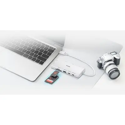 Концентратор D-Link USB-C 10-in-1 2xHDMI + 1xRJ45 1000Mbps + 2xUSB-C + USB 3.1 + USB 3.0 + SD + TF silver (DUP-A01) - фото 4