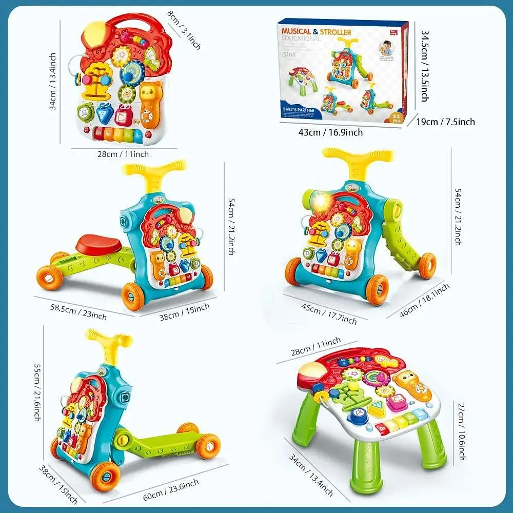 Навчальні ходунки для малюків 5 в 1 Baby Walker Sit-to-Stand - фото 6