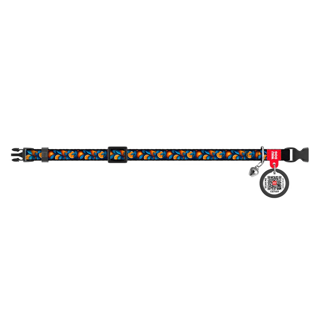 Нашийник для котів Waudog Nylon Апельсини з QR паспортом XS 20-30x1 см - фото 2
