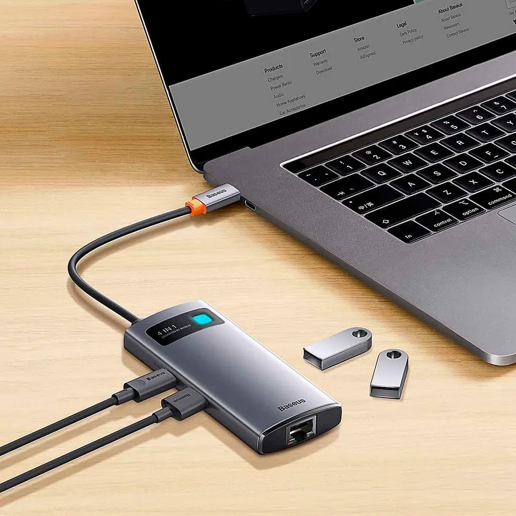 USB-хаб Baseus Metal Gleam Series 4-in-1 Gray (WKWG070113) [110336] - фото 7