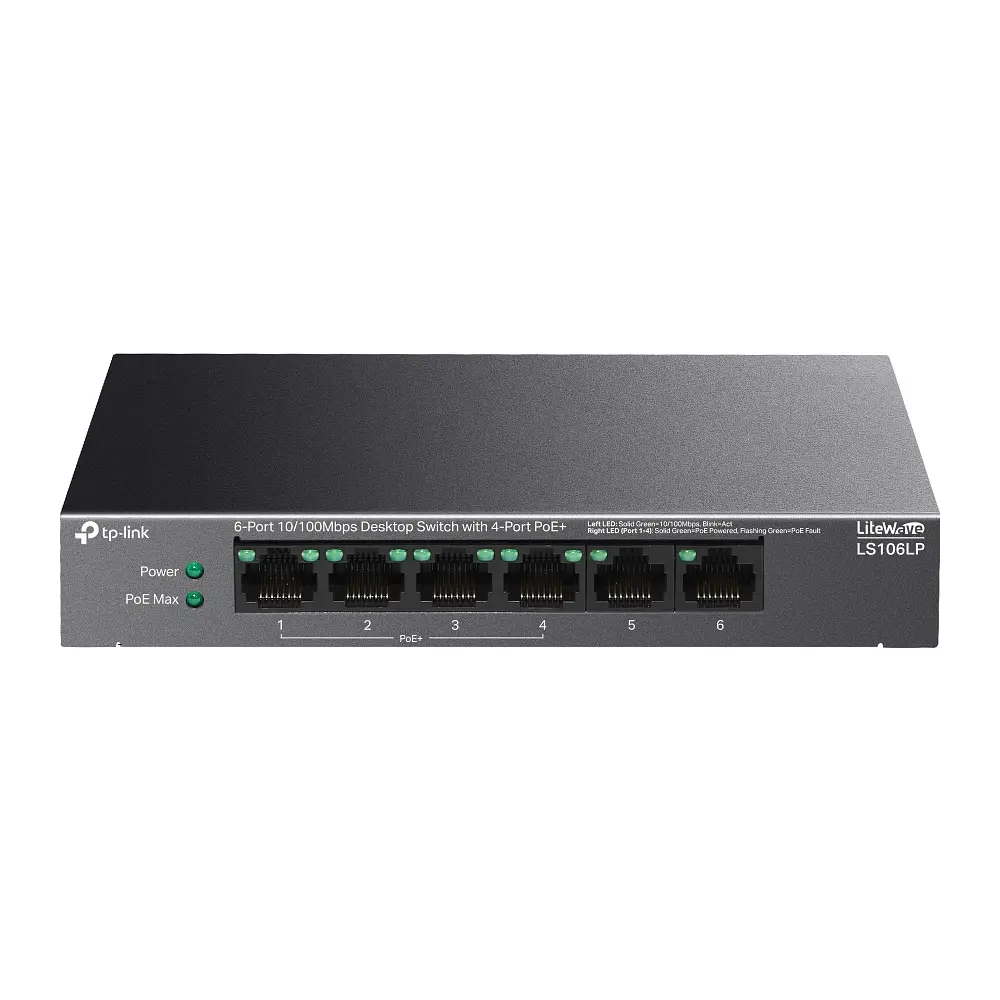 Коммутатор LS106LP 6xFE (4xPoE), 41 Вт TP-Link teh0018246 - фото 2