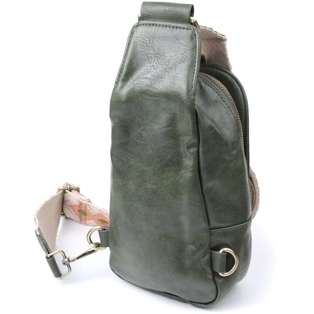Красива сумка через плече в модному кольорі з екошкіри Vintage 22791 зелена - фото 5