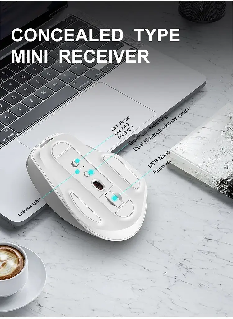 Миша бездротова 2 режимна Apayado T02 Pro Dual Mode Wireless Mouse сіра - фото 6