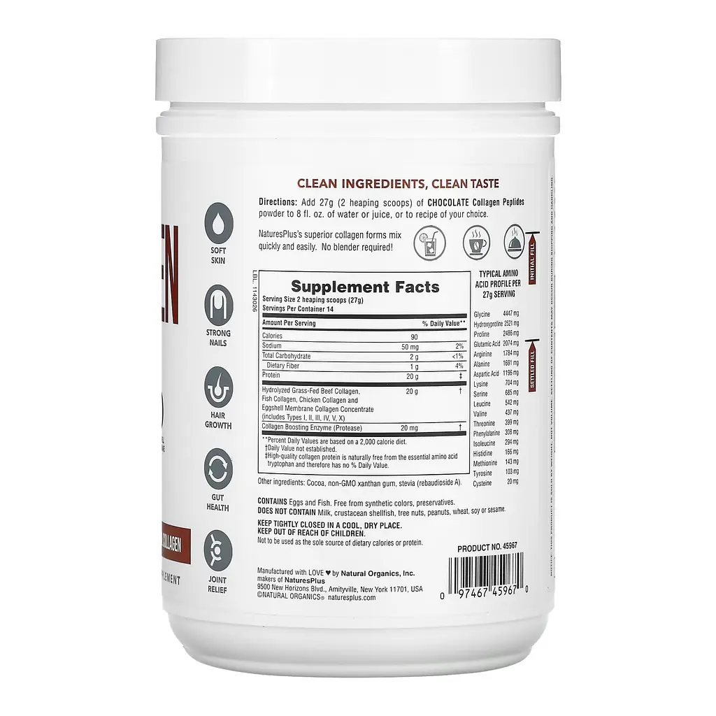 Колаген NaturesPlus Collagen Peptides Chocolate 378 г - фото 2