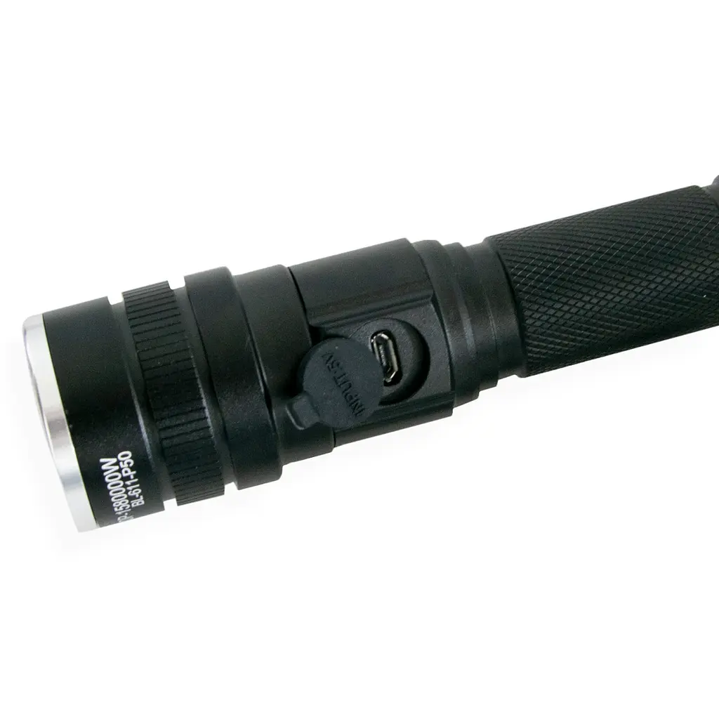 Ліхтар ручний X-Balog BL-611-P50, світлодіодний потужний акумуляторний з USB заряджанням, чорний - фото 5