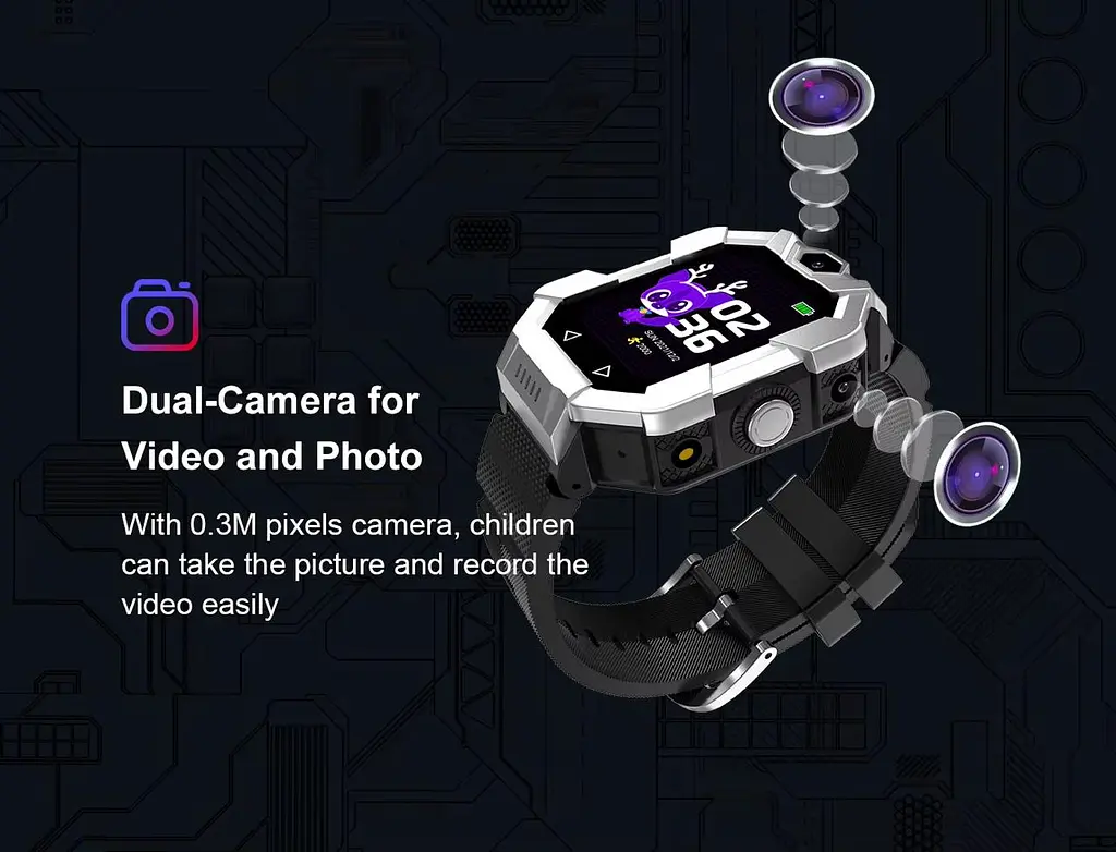 Дитячий смарт годинник Lemfo S11 з GPS трекером, 4G LTE, SIM картою, відеодзвінком, подвійною камерою, прослуховуванням, геолокацією та кнопкою SOS Рожевий - фото 11
