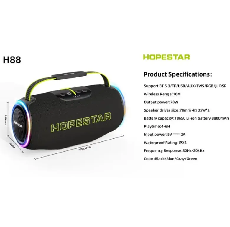Портативна Bluetooth-колонка Hopestar H88 Чорний - фото 3