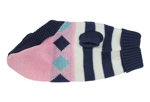 Светр для собак та котів EcoToys Stripe XXL рожевий біло-синя смужка A: 40 см B: 34 см C: 20 см 6915 - фото 3
