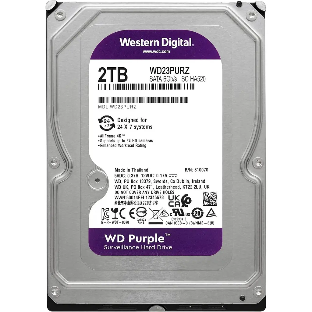 Жесткий диск 3.5` WD Purple 2TB SATA 64MB (WD23PURZ) [141087] - фото 3