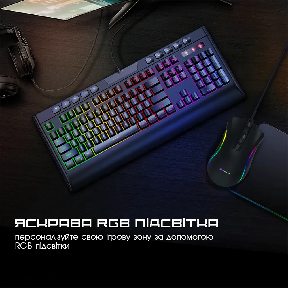 Клавиатура игровая XTRIKE GAME KEYBOARD Ведущая геймерская клавиатура, мембранная клавиатура, клавиатура с подсветкой RGB + игровая мышка в подарок - фото 6