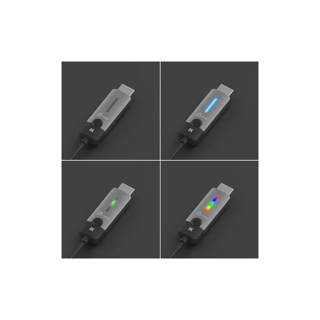 Кабель мультимедійний J5create USB-C - HDMI M 8K 60Hz LED RGB чорний 1.8 м (JCC157-N) - фото 5