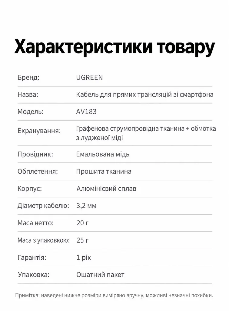 Стереоаудиокабель UGREEN AV183 3 м AUX 3,5 мм TRRS штекер на штекер с поддержкой микрофона через совместимый микрофонный вход TRRS для подключения без снятия тонкого чехла с двойным экранированием в тканевой оплётке с позолоченными контактами чёрный с сине-серыми корпусами разъёмов и золотистыми штекерами (20785) - фото 3