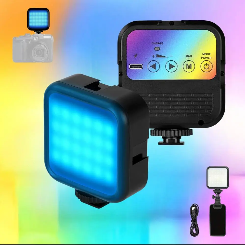 Акумуляторне відеосвітло накамерне RGB світлодіодна кольорова міні лампа з прищіпкою для фото та відео освітлення для зйомки на телефон фотоапарат UKC WL-R1 - фото 3