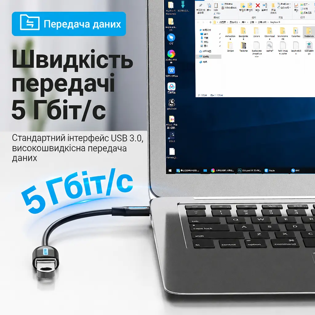 OTG-перехідник Vention CCVBB USB-C - USB-A 3.0 0,15 м чорний (CCVBB) - фото 3
