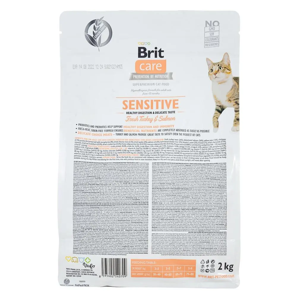 Сухой корм Brit Care Cat GF Sensitive HDiгestion Delicate Taste 2 кг для кошек с чувствительным пищеварением - фото 3