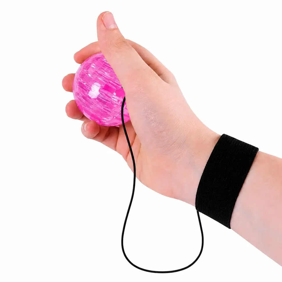 Дитячий м'яч Пострибунчик PR2511(Pink) тренажер, м'яч 6 см, світиться, з мотузкою 1 м - фото 2