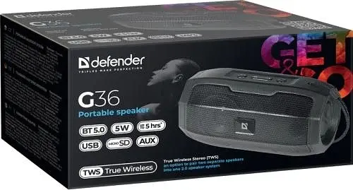 Портативна колонка G36, Black, 5 Вт, Bluetooth Defender teh0029028 - фото 5