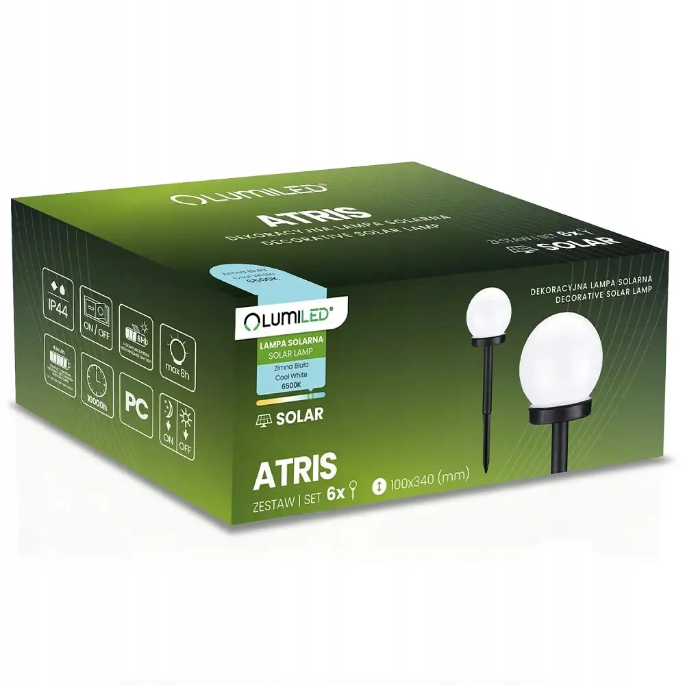Набір білих садових куль Lumiled Atris 10 см на сонячній батареї 6 шт. - фото 5